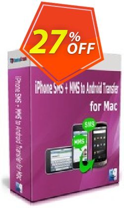 27% OFF Backuptrans iPhone SMS + MMS to Android Transfer for Mac - Family Edition  Coupon code