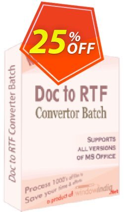 25% OFF WindowIndia Doc to RTF Converter Batch Coupon code