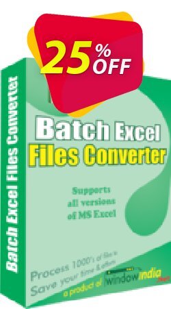 25% OFF WindowIndia Batch Excel Files Converter Coupon code