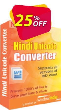 25% OFF WindowIndia Hindi Unicode Converter Coupon code