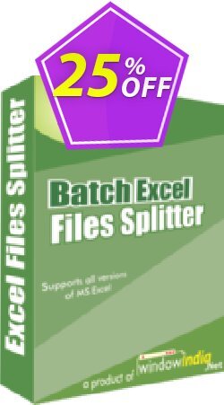 25% OFF WindowIndia Batch Excel Files Splitter Coupon code