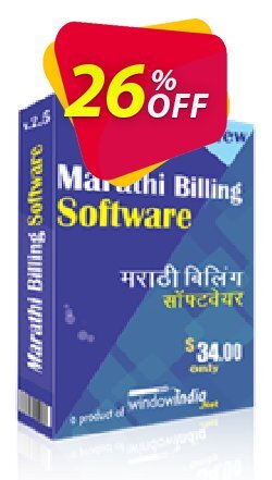 26% OFF WindowIndia Marathi Billing Software Coupon code