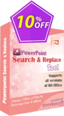 TheSkySoft PowerPoint Search and Replace Tool Coupon, discount 10%Discount. Promotion: formidable discount code of PowerPoint Search and Replace Tool 2022