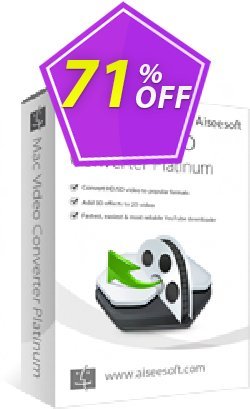 Aiseesoft Mac Video Converter Platinum Coupon, discount Aiseesoft Mac Video Converter Platinum stirring discount code 2022. Promotion: stirring discount code of Aiseesoft Mac Video Converter Platinum 2022