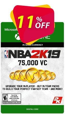 11% OFF NBA 2K19: 75,000 VC Xbox One Coupon code