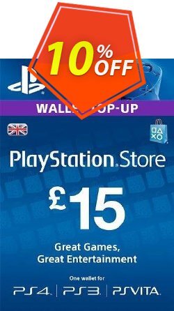 10% OFF PlayStation Network Card - £15 - PS Vita/PS3/PS4  Coupon code