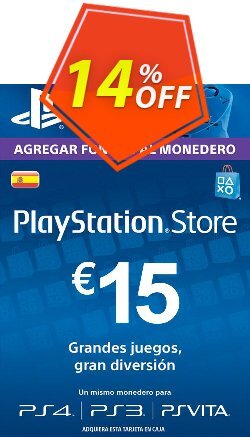 14% OFF PlayStation Network - PSN Card - 15 EUR - Spain  Coupon code