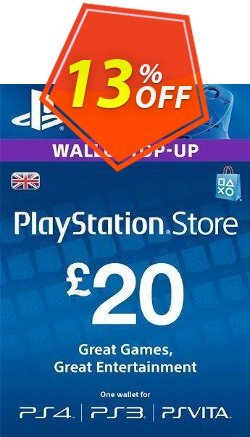 13% OFF Playstation Network Card - £20 - PS Vita/PS3/PS4  Coupon code