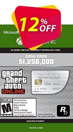12% OFF GTA V 5 Great White Shark Cash Card - Xbox One Digital Code Coupon code