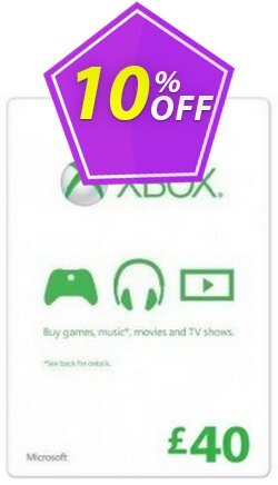 Microsoft Gift Card - £40 - Xbox One/360  Coupon discount Microsoft Gift Card - £40 (Xbox One/360) Deal - Microsoft Gift Card - £40 (Xbox One/360) Exclusive offer 