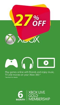 6 Month Xbox Live Gold Membership - Xbox One/360  Coupon discount 6 Month Xbox Live Gold Membership (Xbox One/360) Deal - 6 Month Xbox Live Gold Membership (Xbox One/360) Exclusive offer 