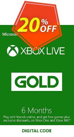 20% OFF 6 Month Xbox Live Gold Membership - EU  Discount