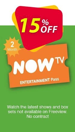 15% OFF NOW TV - Entertainment 2 Month Pass Discount