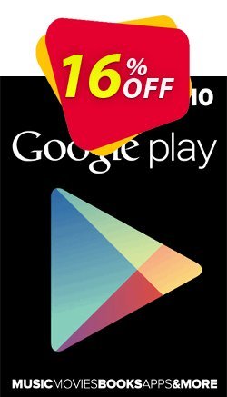 16% OFF Google Play Gift Card £10 GBP Discount