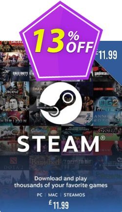 13% OFF Steam Wallet Top-up £11.99 GBP Discount