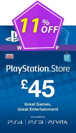 11% OFF Playstation Network - PSN Card - 45 GBP Coupon code