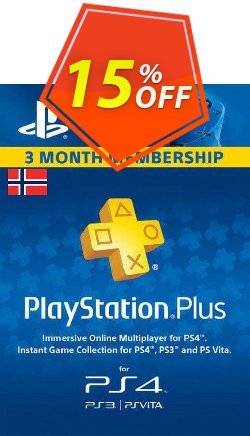 15% OFF Playstation Plus - 3 Month Subscription - Norway  Coupon code