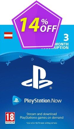 14% OFF PlayStation Now 3 Month Subscription - Austria  Coupon code