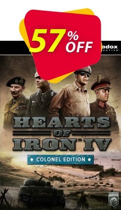 57% OFF Hearts of Iron IV 4 Colonel Edition PC Coupon code