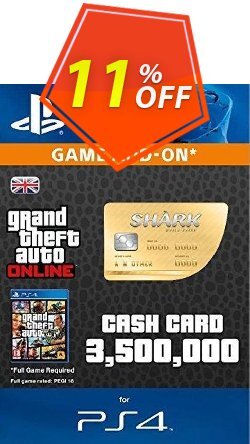 11% OFF Grand Theft Auto Online - GTA V 5 : Whale Shark Cash Card PS4 Coupon code