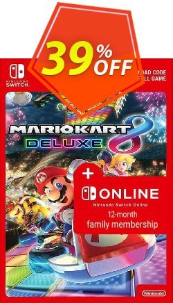 Mario Kart 8 Deluxe + 12 Month Family Membership Switch - EU  Coupon discount Mario Kart 8 Deluxe + 12 Month Family Membership Switch (EU) Deal - Mario Kart 8 Deluxe + 12 Month Family Membership Switch (EU) Exclusive Easter Sale offer 