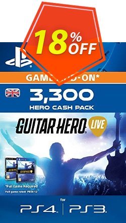 18% OFF Guitar Hero Live 3300 Hero Cash Pack PS4 Coupon code