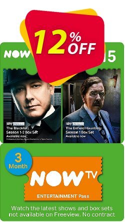 12% OFF NOW TV - Entertainment 3 Month Pass Coupon code