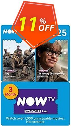 11% OFF NOW TV - Movies 3 Month Pass Discount