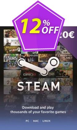 12% OFF Steam Wallet Top-Up 20 EUR Discount