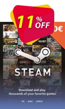 11% OFF Steam Wallet Top-Up 50 EUR Discount