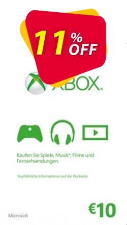 11% OFF Microsoft Gift Card - 10 Euro - Xbox One/360  Discount