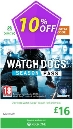 Watch Dogs: Season Pass - Xbox One/360  Coupon discount Watch Dogs: Season Pass (Xbox One/360) Deal - Watch Dogs: Season Pass (Xbox One/360) Exclusive Easter Sale offer 