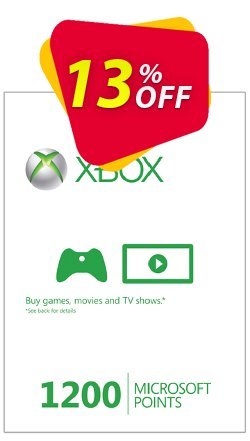 13% OFF Xbox Live 1200 Microsoft Points - Xbox 360  Coupon code
