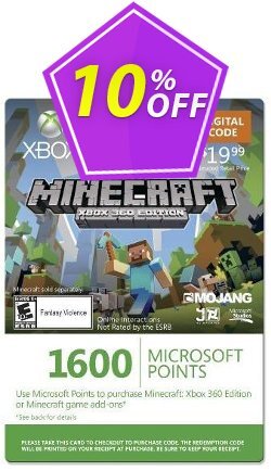 10% OFF Xbox Live 1600 Microsoft Points for Minecraft: Xbox 360 Edition Discount