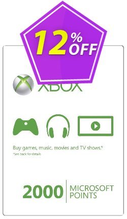 12% OFF Xbox Live 2000 Microsoft Points - Xbox 360  Coupon code
