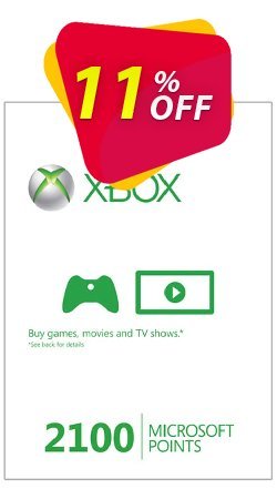 11% OFF Xbox Live 2100 Microsoft Points - Xbox 360  Coupon code