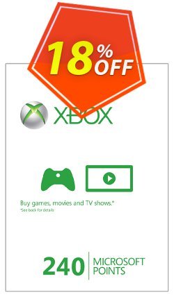18% OFF Xbox Live 240 Microsoft Points - Xbox 360  Coupon code