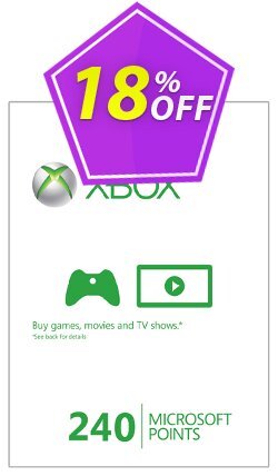 18% OFF Xbox Live 240 Microsoft Points - Xbox 360  Coupon code