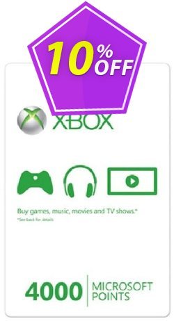 Xbox Live 4000 Microsoft Points - Xbox 360  Coupon discount Xbox Live 4000 Microsoft Points (Xbox 360) Deal - Xbox Live 4000 Microsoft Points (Xbox 360) Exclusive Easter Sale offer 
