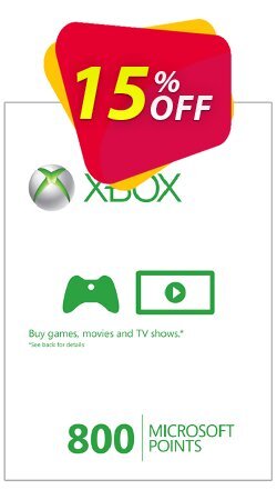 15% OFF Xbox Live 800 Microsoft Points - Xbox 360  Discount