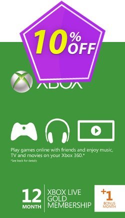 10% OFF 12 + 1 Month Xbox Live Gold Membership - Xbox 360  Discount
