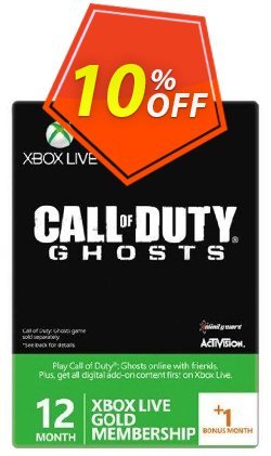 12 + 1 Month Xbox Live Gold Membership - Call of Duty Ghosts Branded - Xbox One/360  Coupon discount 12 + 1 Month Xbox Live Gold Membership - Call of Duty Ghosts Branded (Xbox One/360) Deal - 12 + 1 Month Xbox Live Gold Membership - Call of Duty Ghosts Branded (Xbox One/360) Exclusive Easter Sale offer 