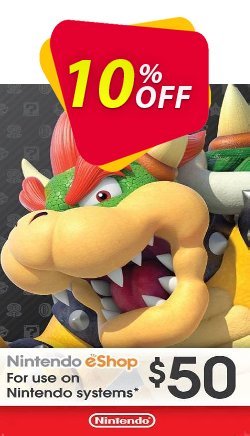 Nintendo eShop Card $50 - USA  Coupon, discount Nintendo eShop Card $50 (USA) Deal. Promotion: Nintendo eShop Card $50 (USA) Exclusive Easter Sale offer for iVoicesoft