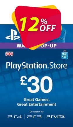 12% OFF Playstation Network - PSN Card - 30 GBP Discount