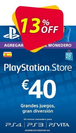 13% OFF PlayStation Network - PSN Card - 40 EUR - Spain  Discount