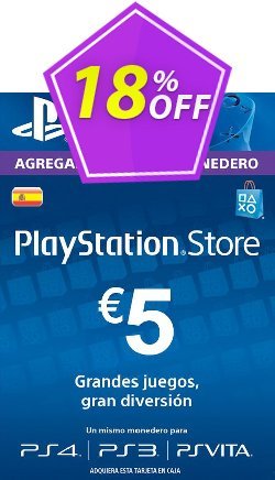 18% OFF PlayStation Network - PSN Card - 5 EUR - Spain  Discount