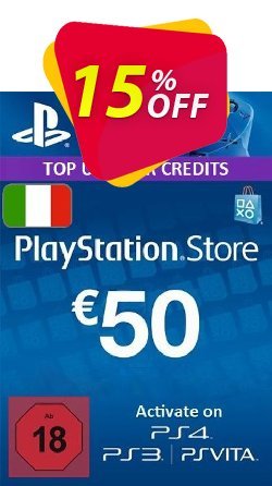 15% OFF PlayStation Network - PSN Card - 50 EUR - Italy  Coupon code