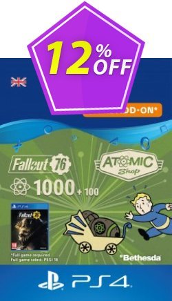 12% OFF Fallout 76 - 1100 Atoms PS4 Coupon code