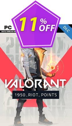 11% OFF Valorant 1950 Riot Points PC Coupon code