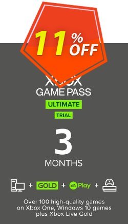11% OFF 3 Month Xbox Game Pass Ultimate Trial Xbox One / PC Discount